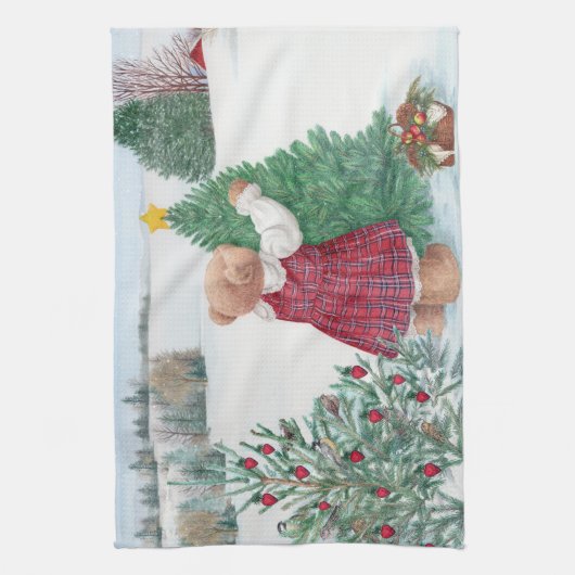 Whimsical Christmas Beer Winter Pine Theedoek (Verticaal)