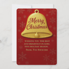 Whimsical Christmas Bell & Holly Foto Feestdagenkaart