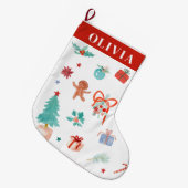 Whimsical Christmas bleke kleuren Grote Kerstsok (Voorkant (Hangend))