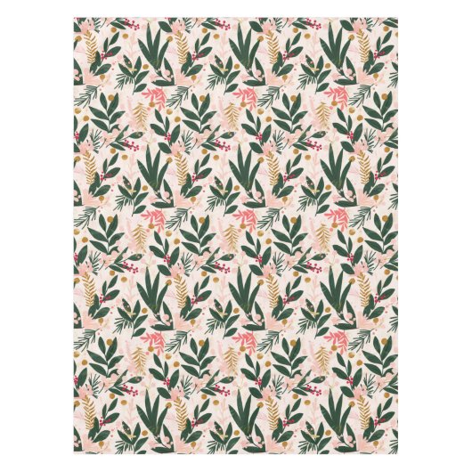 Whimsical Christmas Botanicals roze en groen Tafelkleed (Voorkant)