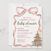 Whimsical Christmas Bow Merry Little Baby Shower Kaart (Voorkant)