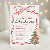 Whimsical Christmas Bow Merry Little Baby Shower Kaart