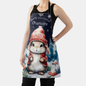 Whimsical Christmas Bunny gepersonaliseerd Schort (Insitu)