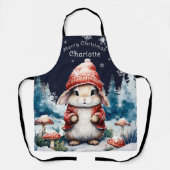 Whimsical Christmas Bunny gepersonaliseerd Schort (Voorkant)