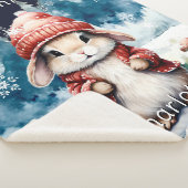 Whimsical Christmas Bunny gepersonaliseerd Sherpa Deken (3/4)