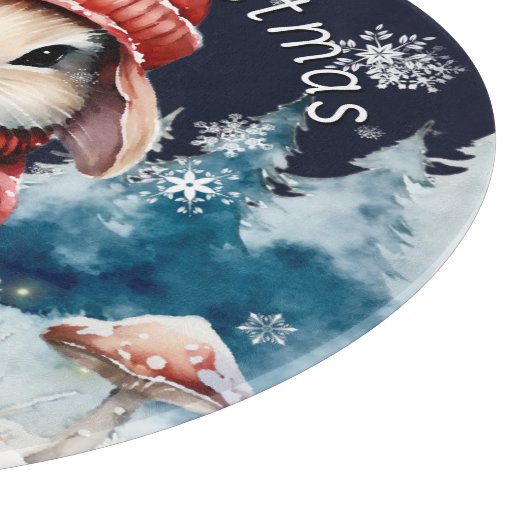 Whimsical Christmas Bunny gepersonaliseerd Snijplank (Hoek)