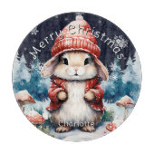 Whimsical Christmas Bunny gepersonaliseerd Snijplank (Voorkant)