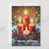 Whimsical Christmas candle rustic pine wreath card Feestdagenkaart (Voorkant)