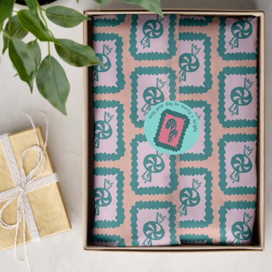 Whimsical Christmas Candy Cute Bright Holiday Tissuepapier