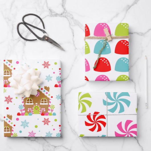 Whimsical Christmas Candy Patterns Inpakpapier Vel (Voorkant)