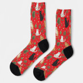 Whimsical Christmas Cat Pattern Socks  Sokken (Links)