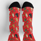 Whimsical Christmas Cat Pattern Socks  Sokken (Top)