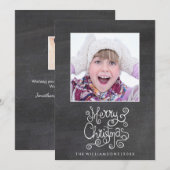 Whimsical Christmas Chalkboard Kalligrafie Foto Feestdagenkaart (Voorkant / Achterkant)