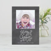 Whimsical Christmas Chalkboard Kalligrafie Foto Feestdagenkaart (Staand voorkant)