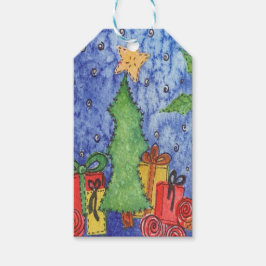 Whimsical Christmas Cheer Waterverf Painting Cadeaulabel
