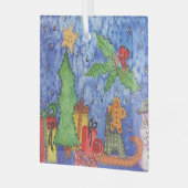 Whimsical Christmas Cheer Waterverf Painting Glas Ornament (Voorkant links)