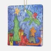 Whimsical Christmas Cheer Waterverf Painting Keramisch Ornament (Links)