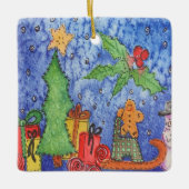 Whimsical Christmas Cheer Waterverf Painting Keramisch Ornament (Voorkant)