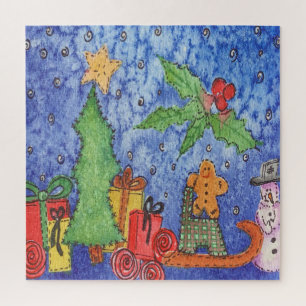 Whimsical Christmas Cheer Waterverf Painting Legpuzzel
