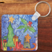 Whimsical Christmas Cheer Waterverf Painting Sleutelhanger (Achterkant)