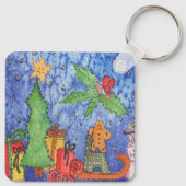 Whimsical Christmas Cheer Waterverf Painting Sleutelhanger (Achterkant)