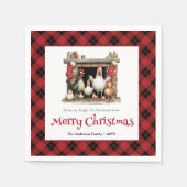 Whimsical Christmas chickens custom name napkins Servet (Voorkant)