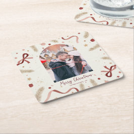 Whimsical Christmas Coaster – Custom Photo Space Kartonnen Onderzetters