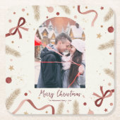Whimsical Christmas Coaster – Custom Photo Space Kartonnen Onderzetters (Voorkant)