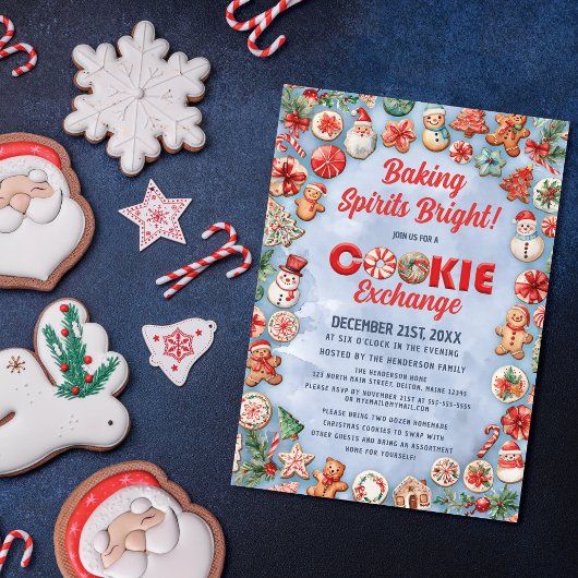 Whimsical Christmas Cookie Exchange Party Kaart