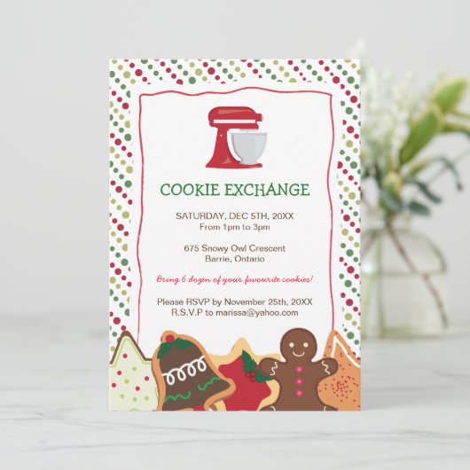 Whimsical Christmas Cookie Exchange Uitnodiging (Staand voorkant)