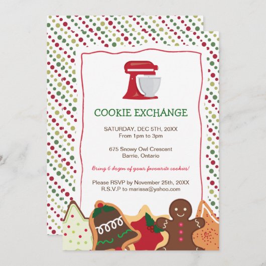 Whimsical Christmas Cookie Exchange Uitnodiging (Voorkant / Achterkant)