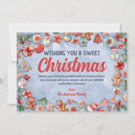 Whimsical Christmas Cookie Familiefoto's Feestdagenkaart (Voorkant)
