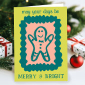 Whimsical Christmas Cookie Merry & Bright Holiday Kaart