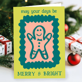 Whimsical Christmas Cookie Merry & Bright Holiday Kaart