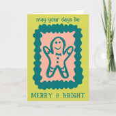 Whimsical Christmas Cookie Merry & Bright Holiday Kaart (Voorkant)