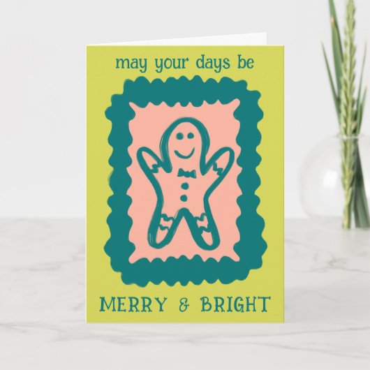 Whimsical Christmas Cookie Merry & Bright Holiday Kaart (Voorkant)