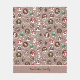 Whimsical Christmas Cookie Pattern Winter Familie Fleece Deken