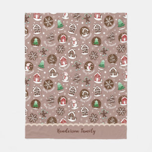 Whimsical Christmas Cookie Pattern Winter Familie Fleece Deken