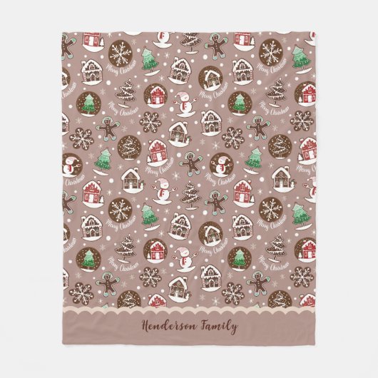 Whimsical Christmas Cookie Pattern Winter Familie Fleece Deken (Voorkant)