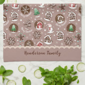 Whimsical Christmas Cookie Pattern Winter Familie Theedoek (Gevouwen)