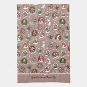 Whimsical Christmas Cookie Pattern Winter Familie Theedoek (Verticaal)