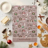 Whimsical Christmas Cookie Pattern Winter Familie Theedoek