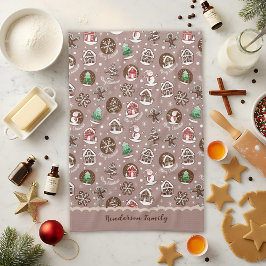 Whimsical Christmas Cookie Pattern Winter Familie Theedoek