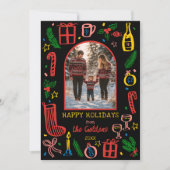 Whimsical Christmas Cute Custom Arch 3 PHOTO Feestdagenkaart (Voorkant)