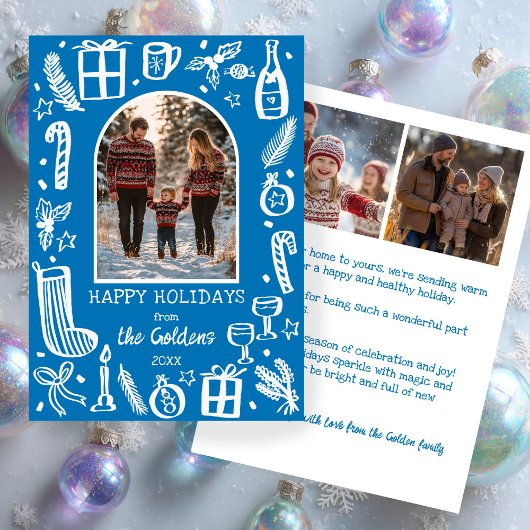 Whimsical Christmas Cute Custom Arch 3 PHOTO Feestdagenkaart