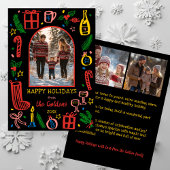 Whimsical Christmas Cute Custom Arch 3 PHOTO Feestdagenkaart