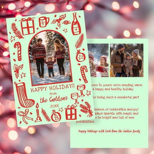Whimsical Christmas  Cute Custom Arch 3 PHOTO  Feestdagenkaart