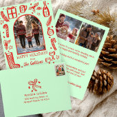 Whimsical Christmas  Cute Custom Arch 3 PHOTO  Feestdagenkaart