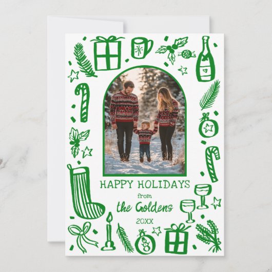 Whimsical Christmas  Cute Custom Arch 4 PHOTO  Feestdagenkaart (Voorkant)