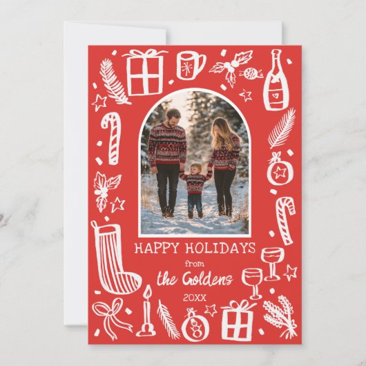 Whimsical Christmas  Cute Custom Arch 4 PHOTO  Feestdagenkaart (Voorkant)